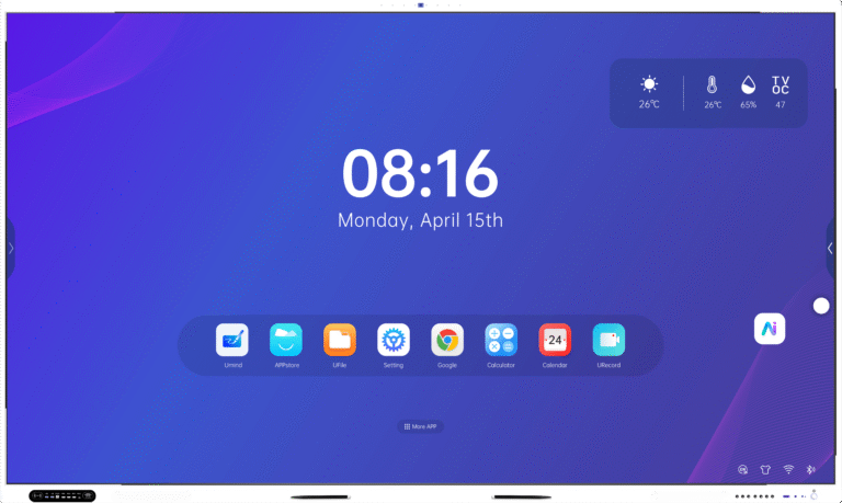 Інтерактивна панель iBoard 65″ дюймів діагональ, підтримка двох ОС (Android 15 (RK3588-16/256)+ Windows) підтримка ПЗ “Кропива”, вбудована камера з ШІ