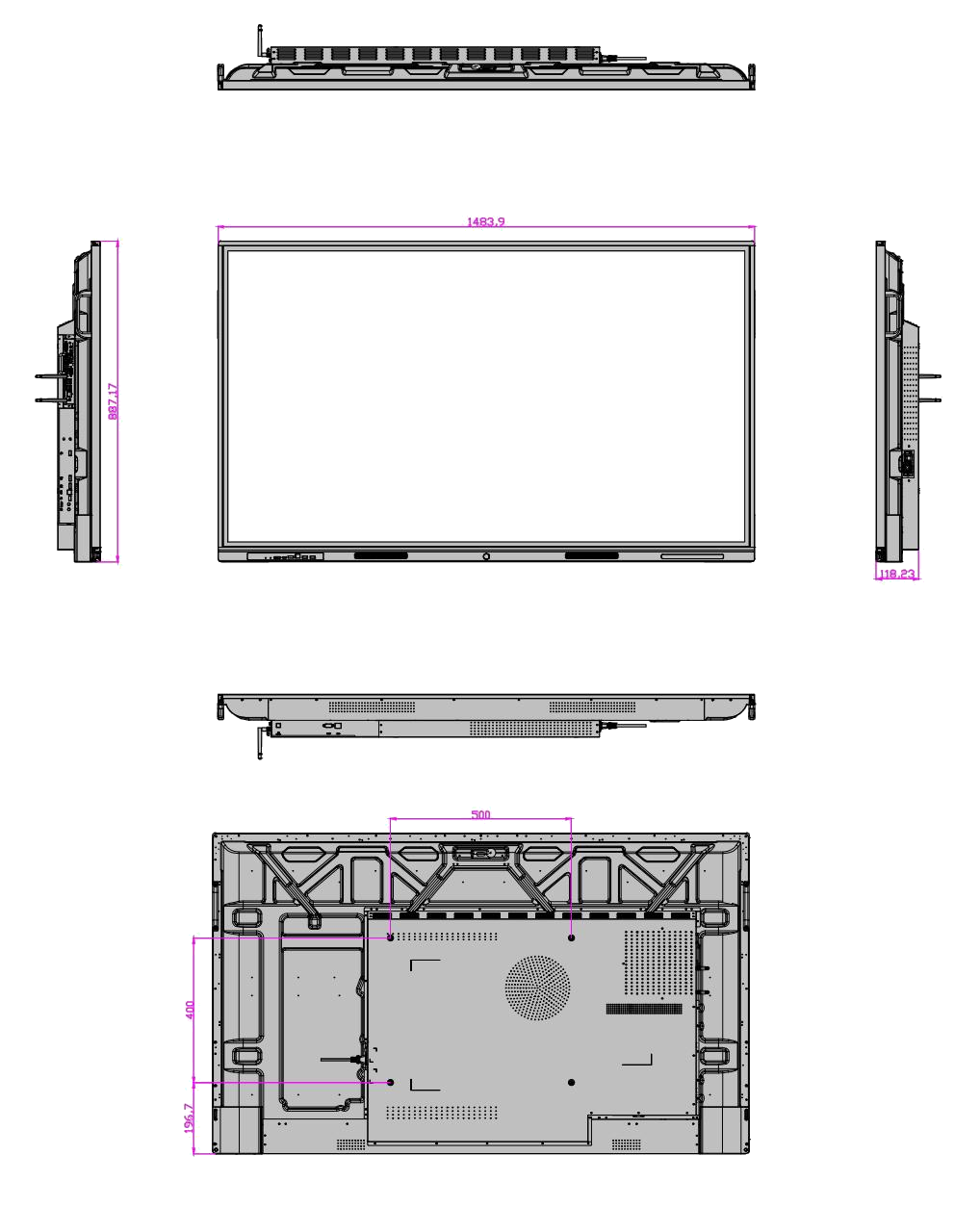 Інтерактивна панель iBoard 65″ дюймів діагональ, робота одночасно двох ОС (Android 14.0+Windows) iBoard IP 65 A14N (вбудований  OPS)